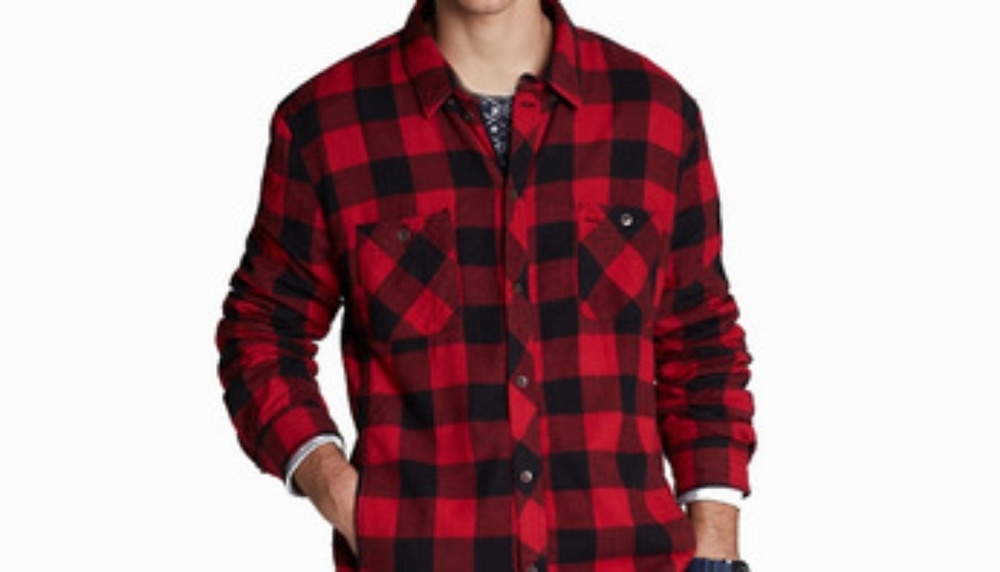 Red plaid button shirt